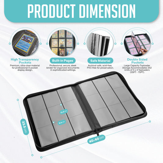 Top Loader Binder Holds 288 Toploaders, Premium Binder For Pokémon, MTG & TCG Cards