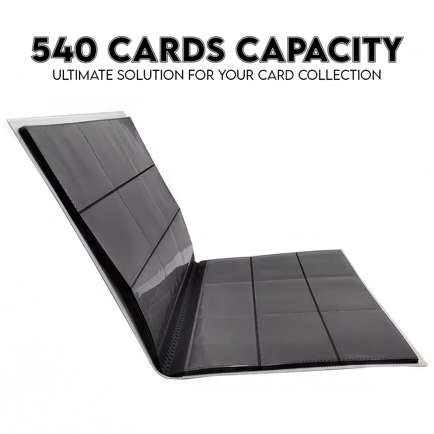 540 Pocket Trading Card Binder – 30 Pages, 9-Pocket Side-Loading Album with Elastic Strap