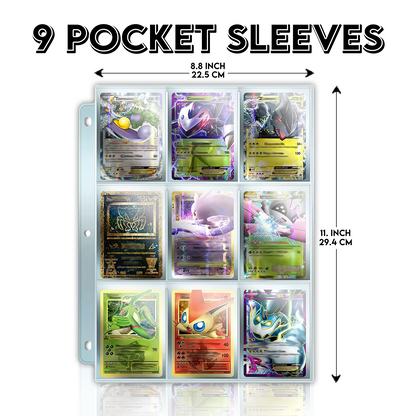1800 Pocket Card Sleeves – 100 Sheets, 9-Pocket Double-Sided Sheets for 3-Ring Binder