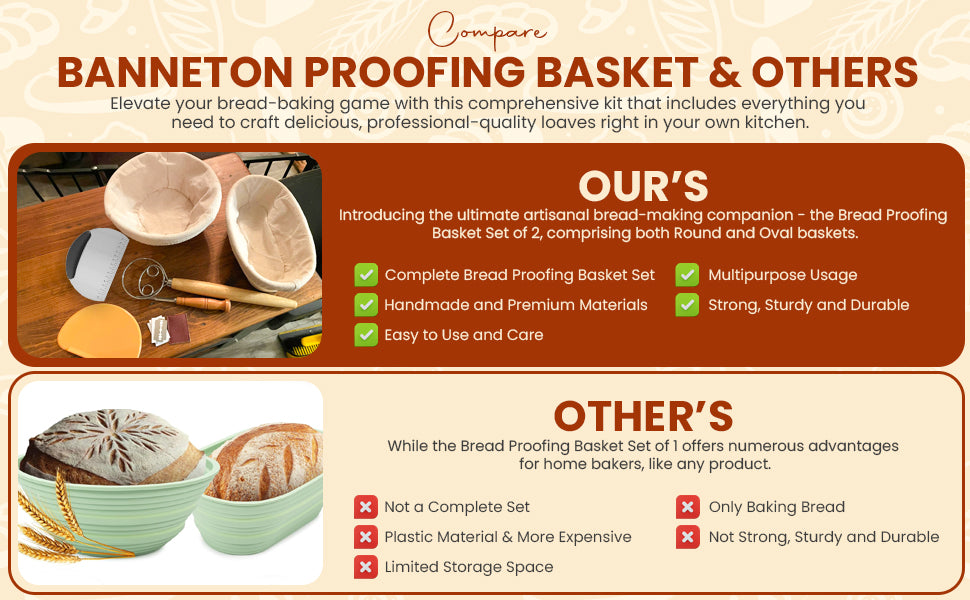 Bread Proofing Basket Set - Oval & Round