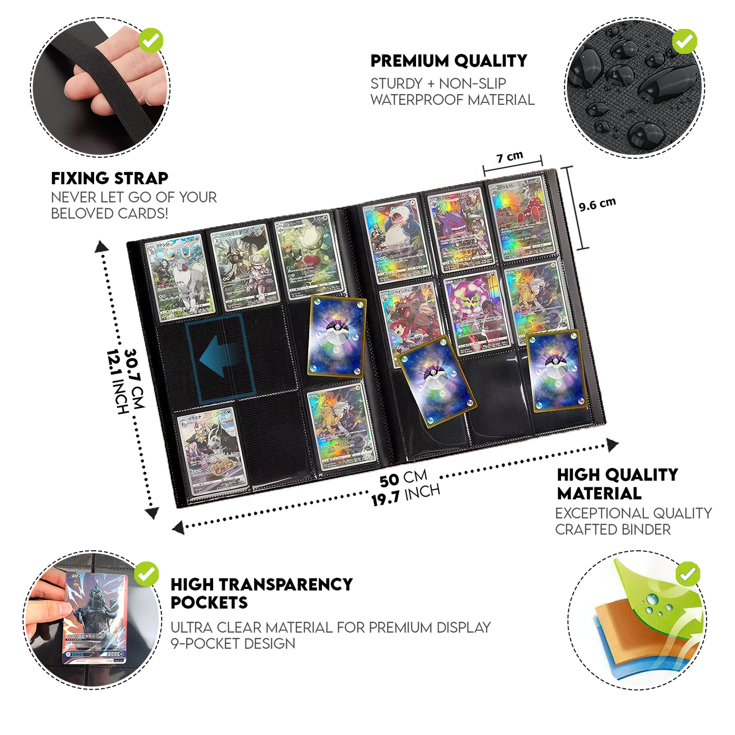 trading card album sleeves 540 Pocket Trading Card Binder – 30 Pages, 9-Pocket Side-Loading Album – Trendiphy