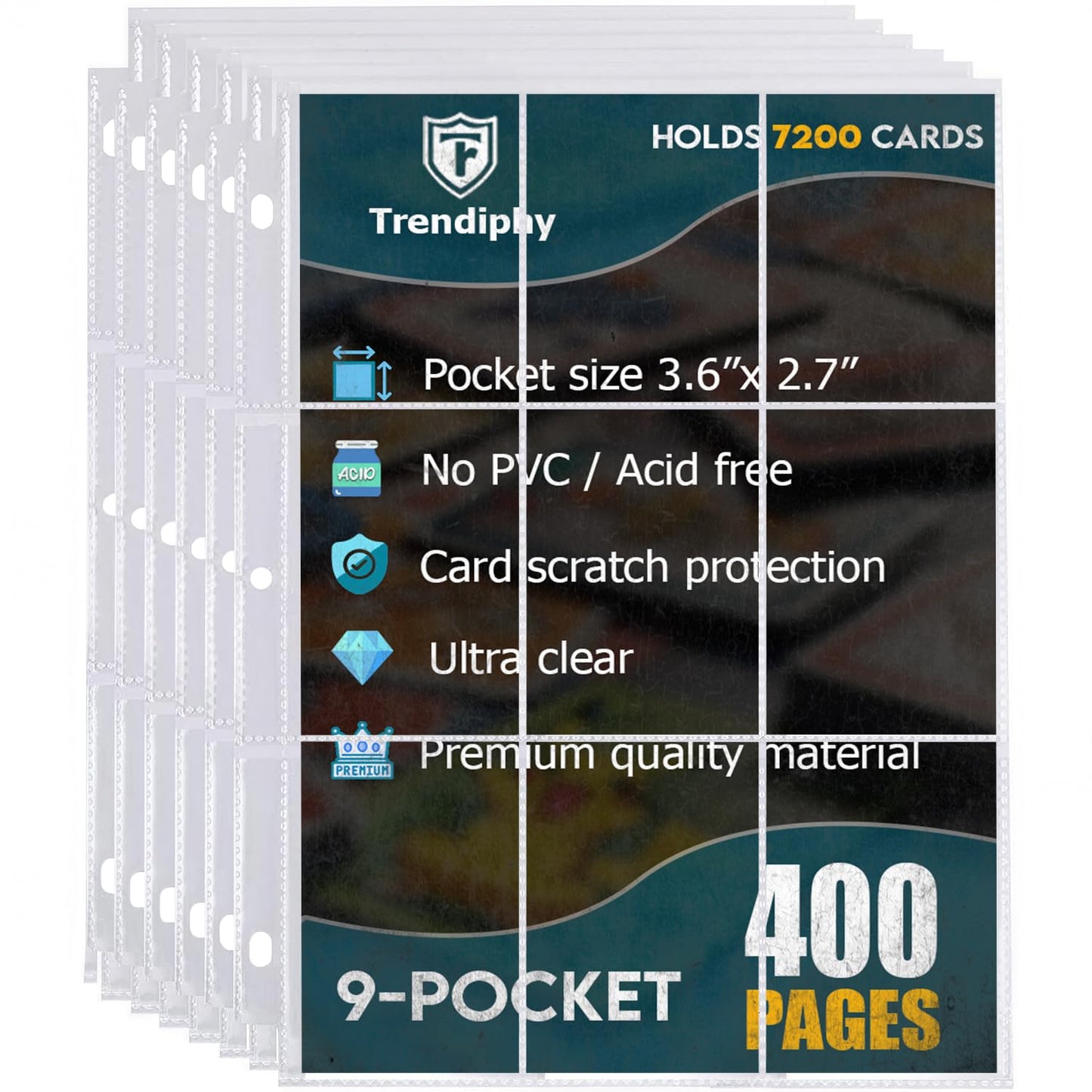 1800 Pocket Card Sleeves – 100 Sheets, 9-Pocket Double-Sided Sheets for 3-Ring Binder