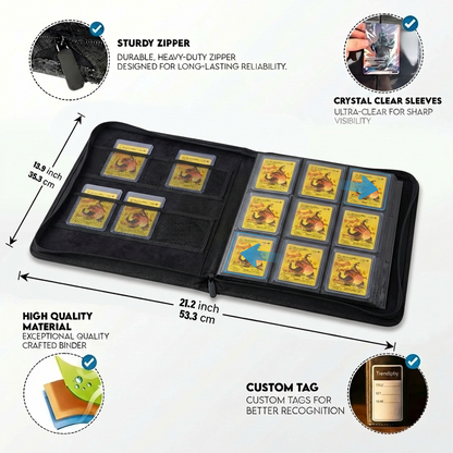 Top Loader Binder 324 Pocket, Holds 324 Toploaders, Includes 15 Toploaders, Zippered Pokémon & TCG Card Binder