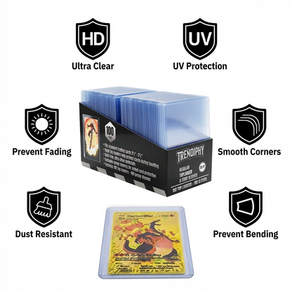 100 Regular Top Loaders + 100 Penny Sleeves for Trading Cards