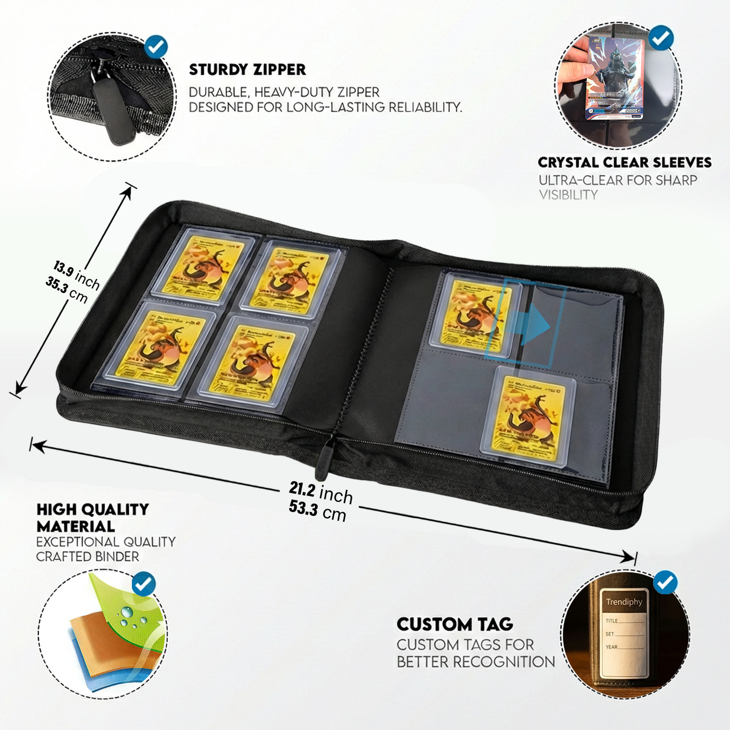 144 Pocket Top Loader Binder, 12 Free Toploaders Included, Binder For Pokémon, MTG & TCG Cards